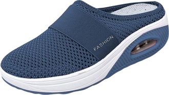 Generic ZWRXW Mules for Women Backless Breathable Mesh Walking Mules Sneakers Air Cushion Orthopedic Diabetic Shoes Closed Toe Slides Outdoor Sports Wedge Mul