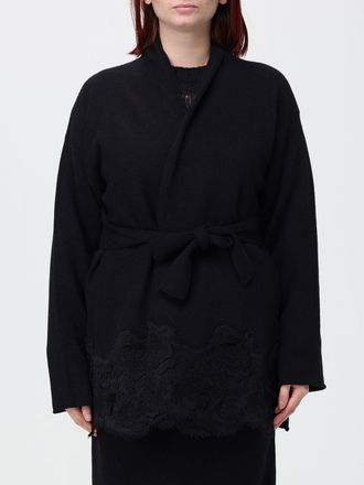 Fabiana Filippi Cardigan a vestaglia in lana e seta con inserti in pizzo
