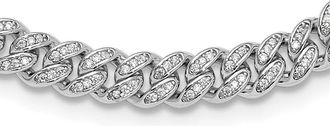 Diamond2Deal Sterling Silver Micro Pave Cubic Zirconia 6mm Curb Link Necklace 18