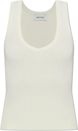 Matteau Ribgebreide Tanktop - Dames - Tops zonder mouwen - Beige - M - Nylon - Tops