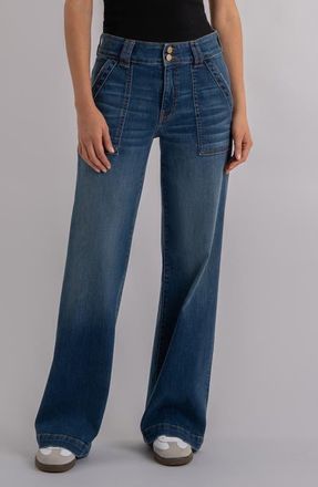 Kut from the Kloth Jodi High Waist Wide Leg Utility Jeans in Humanitarian at Nordstrom, Size 12P