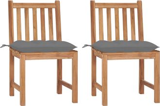 vidaXL Sillas De Jard&iacute;n 2 Uds Madera Maciza De Teca Con Cojines Vidaxl