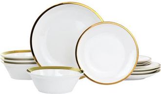 Gibson Home Premier Gold Fine Ceramic 12 Piece Dinnerware Set in White at Nordstrom