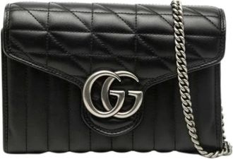 Gucci Pre-owned Cross Body Bags, female, Black, Size: ONE SIZE Pre-owned Quilted Flap Crossbody Bag