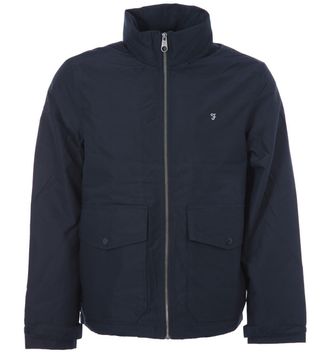 Farah Mens Surrey Hooded Coat in Navy - Size Small