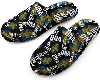 Generic Its In My DNA Sweden Flag Mens Cozy Memory Foam Slippers Warm Cotton House Shoes Comfy Slipper for Indoor Outdoor