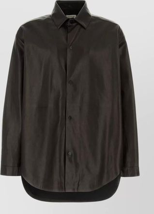 Fear of God leather oversize shirt curved hem long sleeves