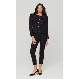 Generation Love Tula Windowpane Tweed Pants in Black/white at Nordstrom, Size 6