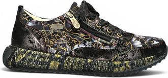 Laura Vita Womens Goth Victorian Floral Black Leather Trainer Sneaker - Burton-43