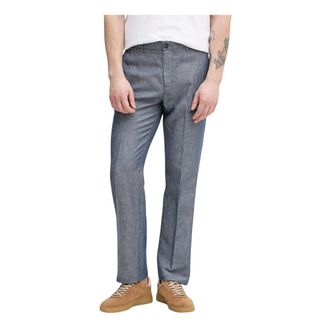 Benetton Rechte broek met persvouw - Heren - Straight fit broeken - Blauw - XL - Katoen - Broeken