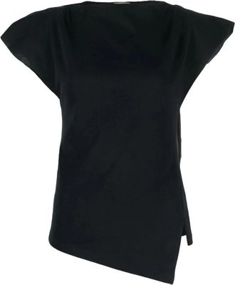 Isabel Marant Asymmetrisch Zwart Katoenen T-shirt - Dames - T-shirts - Zwart - XS - Katoen - Tops