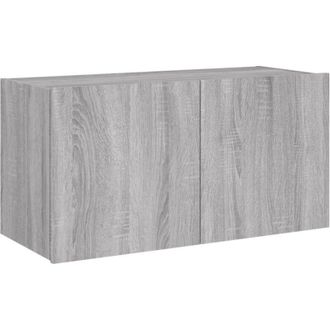 vidaXL TV Wall Cabinet with LED Lights Grey Sonoma 80x35x41 cm vidaXL