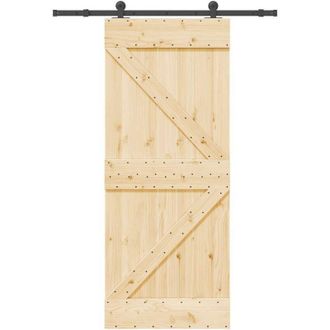vidaXL Vidaxl - Puerta Corredera Con Herrajes Madera Maciza De Pino 85x210 Cm