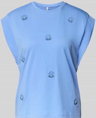 Only Regular Fit T-Shirt aus reiner Baumwolle Modell SHELINA in Bleu, Gr&ouml;&szlig;e XL