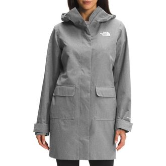 The North Face City Breeze Rain Parka II Jacket Womens Gray Windproof UPS1146
