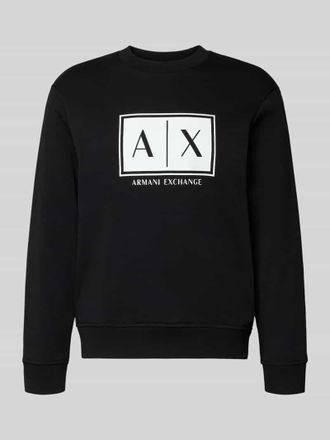 A|X Armani Exchange Sweatshirt mit Logo-Print und Rundhalsausschnitt in Black, Gr&ouml;&szlig;e XXL