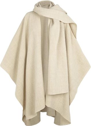 Cortana Poncho met Ingebouwde Sjaal - Dames - Ponchos - Beige - ONE Size - Katoen - Jassen