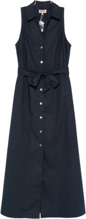Woolrich Shirtjurk met ceintuur - Dames - Shirt Kleedjes - Blauw - S - Kleedjes
