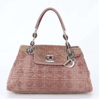 Dior Pink Leather Nylon Handbag Tote Bag (Pre-Owned)