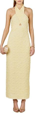 endless rose Crossover Neck Halter Dress in Butter Yellow at Nordstrom, Size Medium
