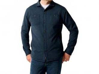 Johnnie-O Russo Stretch Knit Shacket With Primaloft In Navy