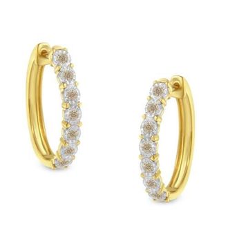 House of Brilliance 10KT Two-Toned Gold Diamond Hoop Earring in Yellow at Nordstrom