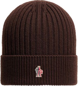 Moncler Moncler Wool Beanie, Men, Brown, Size: One Size