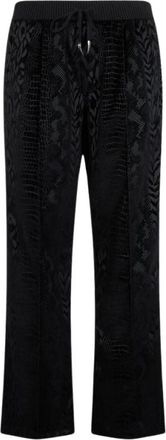 Roberto Cavalli Broek met dierenmotieven - Heren - Straight fit broeken - Zwart - M - Katoen - Broeken