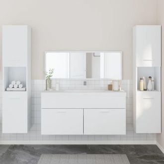 vidaXL Set Mobili da Bagno 4 pz Bianco in Legno Multistrato - Vidaxl