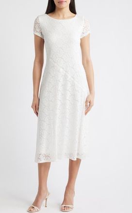 Connected Lace Midi Dress in White at Nordstrom, Size 12