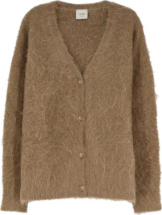 Alysi Truien & Vesten, Dames, Beige, S, Spandex, V-hals Knopen Cardigan