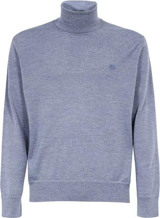 Etro Geribbelde Virgin Wool Turtleneck Trui - Heren - Coltruien - Blauw - 2XL - Truien & Vesten