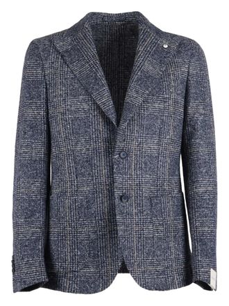 L.B.M. 1911 buttoned check-pattern blazer - Blauw