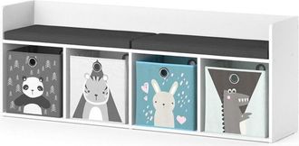 Vicco Estante Infantil Luigi, Blanco, 142.4 X 53.4 Cm Con 4 Cajas Plegables Opc.2 Vicco