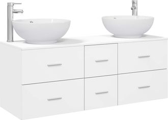 vidaXL Juego De Muebles De Ba&ntilde;o 3 Uds. Blanco 129 X 44.5 X 80 Cm Vidaxl