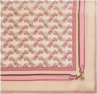 Coach Accessoires, Dames, Roze, ONE Size, Zijde vierkante sjaal met paard en koets bandprint