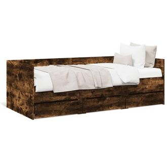 Berkfield Home Daybed with Drawers without Mattress Smoked Oak 75x190 cm Small Single in Brown