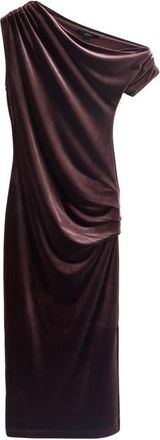 Next One-Shoulder Velvet Maxi Dress in Brown at Nordstrom, Size 10 Us