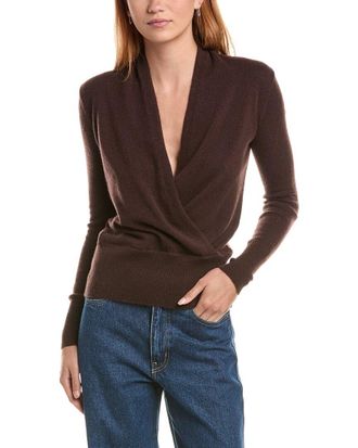 Sofiacashmere Sofiacashmere Modern Faux Wrap Cashmere Sweater