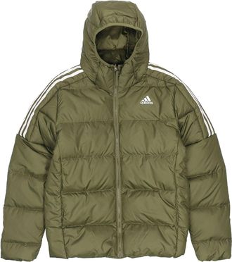 adidas Mens adidas Ess Mid D H Jkt Stay Warm Sports Hooded Down Jacket Olive GT9138