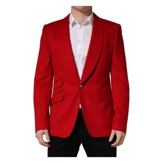 Dolce & Gabbana Cashmere Single-Breasted Blazer - male - Dolce & Gabbana - Blazers - Red - XL - Jackets