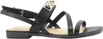 Guess Rula Flat Sandal - Dames - Sandalen - Zwart - 38 EU - Leer - Schoenen