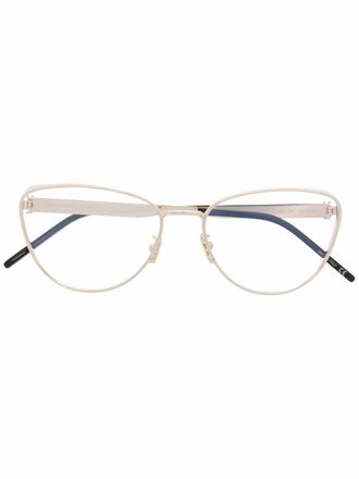 Saint Laurent Eyewear polished-effect round-frame glasses - unisex - Metal (Other) - One Size - Gold
