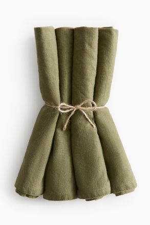 H&M 4er-Pack Servietten aus Leinenmix - Green