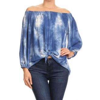 Ariella Tie Front Tunic Top In Royal