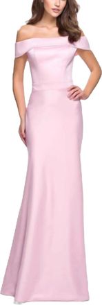 La Femme Off The Shoulder Dress In Light Pink