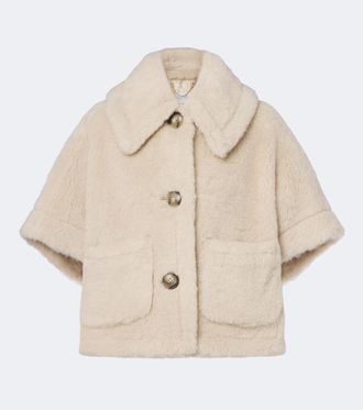 Max Mara Alpaca, wool, and silk teddy cape