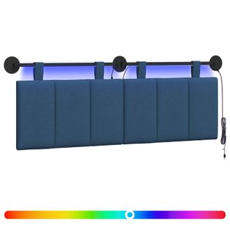 vidaXL Cabecero Colgante Con Luz Led Azul Tela Vidaxl
