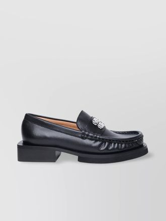 Ganni leather loafers with stacked heel and metallic hardware
