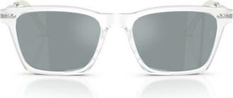 Oliver Peoples 54mm Roger Federer R-19 Polarized Square Sunglasses in Semi-Matte Crystal /Grey at Nordstrom